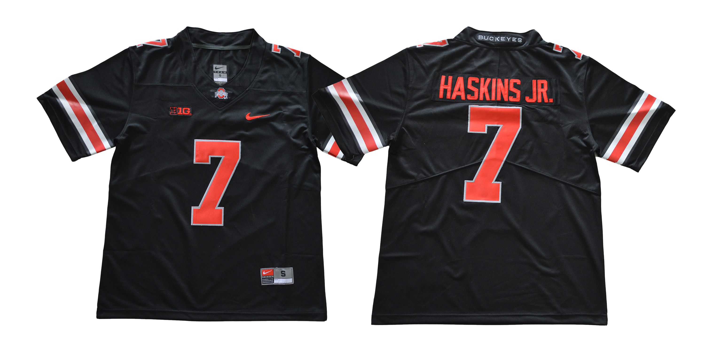 Men Ohio State Buckeyes #7 Haskins jr Black red Nike NCAA Jerseys->->NCAA Jersey